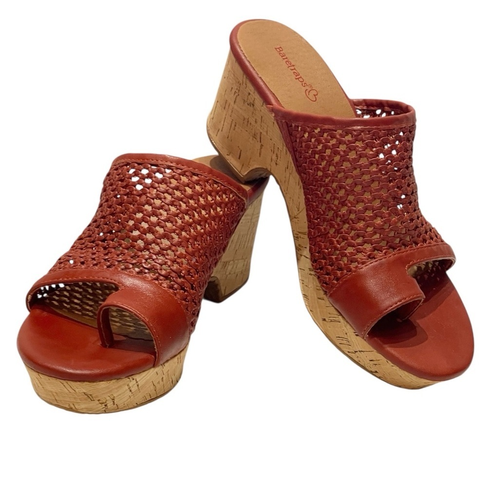 BARE TRAPS BETHIE WEDGE SLIP ON RUST SANDALS SZ 8.5 MED EUC